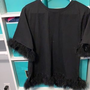 Faux fur trim shirt